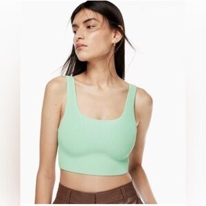 Aritzia Babaton Sculpt Knit Squareneck Cropped Tank- Mint